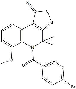 5-(4-bromobenzoyl)-6-methoxy-4,4-dimethyl-4,5-dihydro-1H-[1,2]dithiolo[3,4-c]quinoline-1-thione 结构式