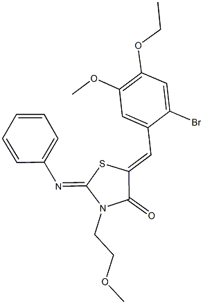 5-(2-bromo-4-ethoxy-5-methoxybenzylidene)-3-(2-methoxyethyl)-2-(phenylimino)-1,3-thiazolidin-4-one 结构式