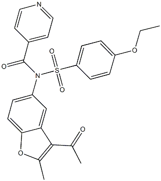 N-(3-acetyl-2-methyl-1-benzofuran-5-yl)-4-ethoxy-N-isonicotinoylbenzenesulfonamide 结构式