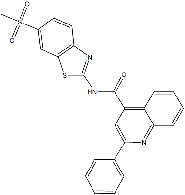 N-[6-(methylsulfonyl)-1,3-benzothiazol-2-yl]-2-phenyl-4-quinolinecarboxamide 结构式