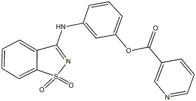 3-[(1,1-dioxido-1,2-benzisothiazol-3-yl)amino]phenyl nicotinate 结构式