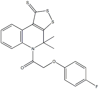 5-[(4-fluorophenoxy)acetyl]-4,4-dimethyl-4,5-dihydro-1H-[1,2]dithiolo[3,4-c]quinoline-1-thione 结构式