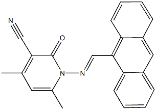 1-[(9-anthrylmethylene)amino]-4,6-dimethyl-2-oxo-1,2-dihydropyridine-3-carbonitrile 结构式