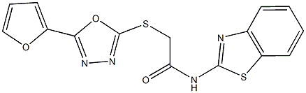 N-(1,3-benzothiazol-2-yl)-2-{[5-(2-furyl)-1,3,4-oxadiazol-2-yl]sulfanyl}acetamide 结构式