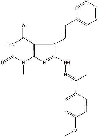 8-{2-[1-(4-methoxyphenyl)ethylidene]hydrazino}-3-methyl-7-(2-phenylethyl)-3,7-dihydro-1H-purine-2,6-dione 结构式