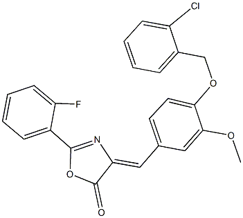 4-{4-[(2-chlorobenzyl)oxy]-3-methoxybenzylidene}-2-(2-fluorophenyl)-1,3-oxazol-5(4H)-one 结构式