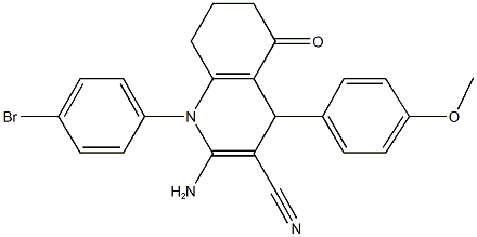 2-amino-1-(4-bromophenyl)-4-(4-methoxyphenyl)-5-oxo-1,4,5,6,7,8-hexahydroquinoline-3-carbonitrile 结构式
