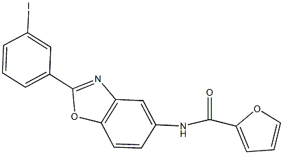 N-[2-(3-iodophenyl)-1,3-benzoxazol-5-yl]-2-furamide 结构式