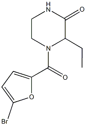4-(5-bromo-2-furoyl)-3-ethyl-2-piperazinone 结构式