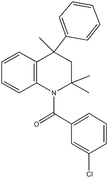 1-(3-chlorobenzoyl)-2,2,4-trimethyl-4-phenyl-1,2,3,4-tetrahydroquinoline 结构式