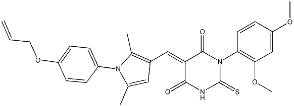 5-({1-[4-(allyloxy)phenyl]-2,5-dimethyl-1H-pyrrol-3-yl}methylene)-1-(2,4-dimethoxyphenyl)-2-thioxodihydro-4,6(1H,5H)-pyrimidinedione 结构式