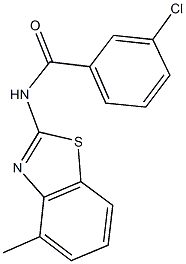 3-chloro-N-(4-methyl-1,3-benzothiazol-2-yl)benzamide 结构式