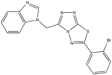 1-{[6-(2-bromophenyl)[1,2,4]triazolo[3,4-b][1,3,4]thiadiazol-3-yl]methyl}-1H-benzimidazole 结构式