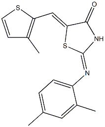 2-[(2,4-dimethylphenyl)imino]-5-[(3-methyl-2-thienyl)methylene]-1,3-thiazolidin-4-one 结构式