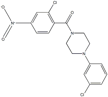 1-{2-chloro-4-nitrobenzoyl}-4-(3-chlorophenyl)piperazine 结构式
