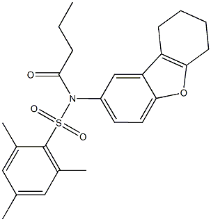 N-butyryl-2,4,6-trimethyl-N-(6,7,8,9-tetrahydrodibenzo[b,d]furan-2-yl)benzenesulfonamide 结构式