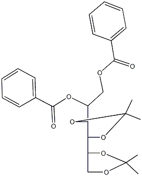 2-(benzoyloxy)-1-(2,2,2',2'-tetramethyl-4',5-bis(1,3-dioxolane)-4-yl)ethyl benzoate 结构式