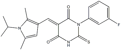 1-(3-fluorophenyl)-5-[(1-isopropyl-2,5-dimethyl-1H-pyrrol-3-yl)methylene]-2-thioxodihydropyrimidine-4,6(1H,5H)-dione 结构式