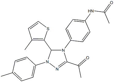 N-{4-[3-acetyl-1-(4-methylphenyl)-5-(3-methyl-2-thienyl)-1,5-dihydro-4H-1,2,4-triazol-4-yl]phenyl}acetamide 结构式