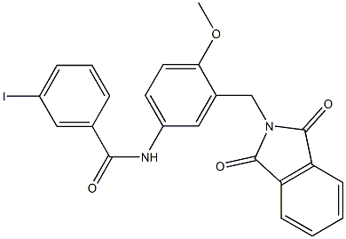 N-{3-[(1,3-dioxo-1,3-dihydro-2H-isoindol-2-yl)methyl]-4-methoxyphenyl}-3-iodobenzamide 结构式