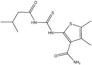 4,5-dimethyl-2-({[(3-methylbutanoyl)amino]carbothioyl}amino)-3-thiophenecarboxamide 结构式