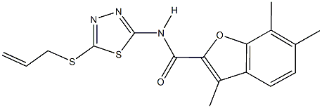 N-[5-(allylsulfanyl)-1,3,4-thiadiazol-2-yl]-3,6,7-trimethyl-1-benzofuran-2-carboxamide 结构式