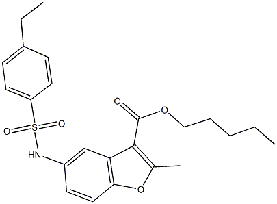 pentyl 5-{[(4-ethylphenyl)sulfonyl]amino}-2-methyl-1-benzofuran-3-carboxylate 结构式