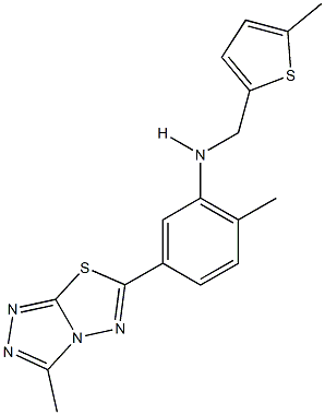 N-[2-methyl-5-(3-methyl[1,2,4]triazolo[3,4-b][1,3,4]thiadiazol-6-yl)phenyl]-N-[(5-methyl-2-thienyl)methyl]amine 结构式