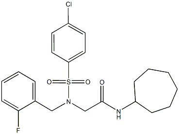 2-[[(4-chlorophenyl)sulfonyl](2-fluorobenzyl)amino]-N-cycloheptylacetamide 结构式