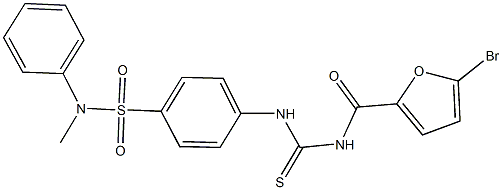 4-({[(5-bromo-2-furoyl)amino]carbothioyl}amino)-N-methyl-N-phenylbenzenesulfonamide 结构式