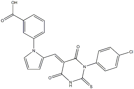 3-{2-[(1-(4-chlorophenyl)-4,6-dioxo-2-thioxotetrahydro-5(2H)-pyrimidinylidene)methyl]-1H-pyrrol-1-yl}benzoic acid 结构式