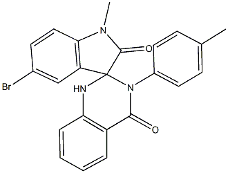 5-bromo-1-methyl-3'-(4-methylphenyl)-1,2',3,3'-tetrahydrospiro(2H-indole-3,2'-quinazoline)-2,4'(1'H)-dione 结构式