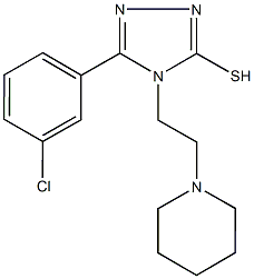 5-(3-chlorophenyl)-4-[2-(1-piperidinyl)ethyl]-4H-1,2,4-triazol-3-yl hydrosulfide 结构式