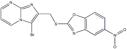 3-bromo-2-[({5-nitro-1,3-benzoxazol-2-yl}sulfanyl)methyl]imidazo[1,2-a]pyrimidine 结构式