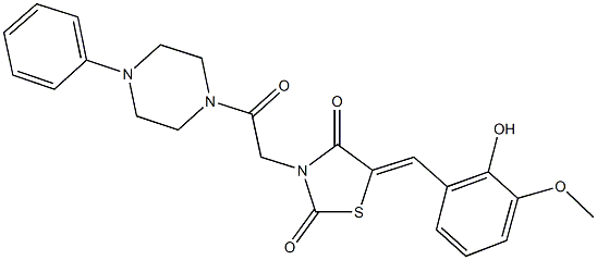 5-(2-hydroxy-3-methoxybenzylidene)-3-[2-oxo-2-(4-phenyl-1-piperazinyl)ethyl]-1,3-thiazolidine-2,4-dione 结构式