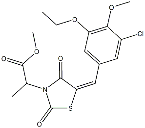 methyl 2-[5-(3-chloro-5-ethoxy-4-methoxybenzylidene)-2,4-dioxo-1,3-thiazolidin-3-yl]propanoate 结构式