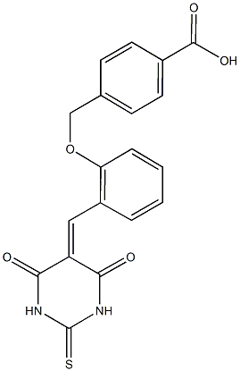 4-({2-[(4,6-dioxo-2-thioxotetrahydro-5(2H)-pyrimidinylidene)methyl]phenoxy}methyl)benzoic acid 结构式