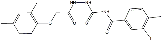 N-({2-[(2,4-dimethylphenoxy)acetyl]hydrazino}carbothioyl)-3-iodo-4-methylbenzamide 结构式