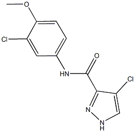 4-chloro-N-(3-chloro-4-methoxyphenyl)-1H-pyrazole-3-carboxamide 结构式