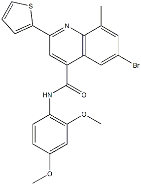 6-bromo-N-(2,4-dimethoxyphenyl)-8-methyl-2-(2-thienyl)-4-quinolinecarboxamide 结构式