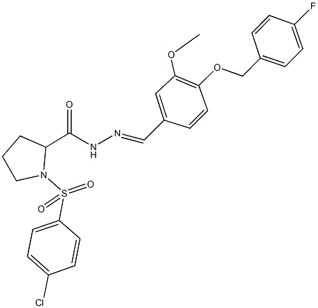 1-[(4-chlorophenyl)sulfonyl]-N'-{4-[(4-fluorobenzyl)oxy]-3-methoxybenzylidene}-2-pyrrolidinecarbohydrazide 结构式