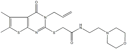 2-[(3-allyl-5,6-dimethyl-4-oxo-3,4-dihydrothieno[2,3-d]pyrimidin-2-yl)sulfanyl]-N-[2-(4-morpholinyl)ethyl]acetamide 结构式