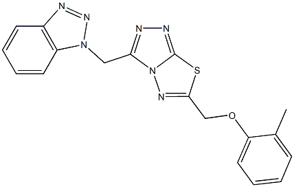 [3-(1H-1,2,3-benzotriazol-1-ylmethyl)[1,2,4]triazolo[3,4-b][1,3,4]thiadiazol-6-yl]methyl 2-methylphenyl ether 结构式