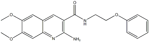 2-amino-6,7-dimethoxy-N-(2-phenoxyethyl)-3-quinolinecarboxamide 结构式