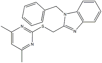 1-benzyl-2-{[(4,6-dimethyl-2-pyrimidinyl)sulfanyl]methyl}-1H-benzimidazole 结构式