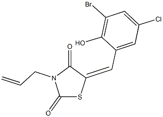 3-allyl-5-(3-bromo-5-chloro-2-hydroxybenzylidene)-1,3-thiazolidine-2,4-dione 结构式