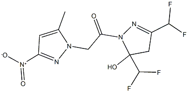 3,5-bis(difluoromethyl)-1-({3-nitro-5-methyl-1H-pyrazol-1-yl}acetyl)-4,5-dihydro-1H-pyrazol-5-ol 结构式