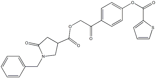 2-oxo-2-{4-[(2-thienylcarbonyl)oxy]phenyl}ethyl 1-benzyl-5-oxo-3-pyrrolidinecarboxylate 结构式