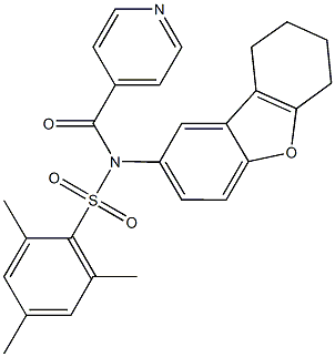 N-isonicotinoyl-2,4,6-trimethyl-N-(6,7,8,9-tetrahydrodibenzo[b,d]furan-2-yl)benzenesulfonamide 结构式