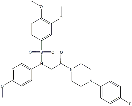 N-{2-[4-(4-fluorophenyl)-1-piperazinyl]-2-oxoethyl}-3,4-dimethoxy-N-(4-methoxyphenyl)benzenesulfonamide 结构式